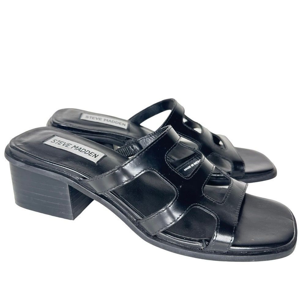 Steve Madden Slide Sandals 6 Minimalist Everyday Casual Boho Chic Black Princess
